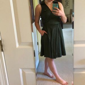 Wrap around dark green dress